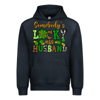 Navy St. Patrick's Somebody's lucky as husband Urban Hoodie - OliviaCreatesArt