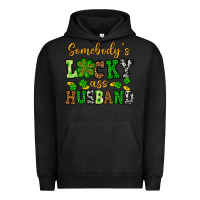 Pigment Black St. Patrick's Somebody's lucky as husband Urban Hoodie - OliviaCreatesArt