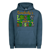 Pigment Midnight Navy St. Patrick's Somebody's lucky as husband Urban Hoodie - OliviaCreatesArt