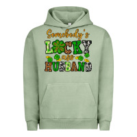 Pigment Oil Green St. Patrick's Somebody's lucky as husband Urban Hoodie - OliviaCreatesArt