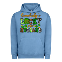Pigment Pebble Blue St. Patrick's Somebody's lucky as husband Urban Hoodie - OliviaCreatesArt