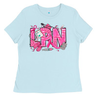 Baby Blue Breast Cancer LPN Licensed Practical Nurse Ladies Tee - texasbilliewilder