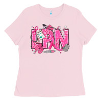 Bubblegum Pink Breast Cancer LPN Licensed Practical Nurse Ladies Tee - texasbilliewilder