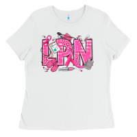White Breast Cancer LPN Licensed Practical Nurse Ladies Tee - texasbilliewilder