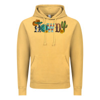 Vintage Mustard howdy with cowboy hat and cactus Vintage Hoodie - Artiststas