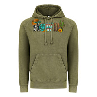 Vintage Olive howdy with cowboy hat and cactus Vintage Hoodie - Artiststas