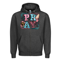 Charcoal Heather Pray leopard frame Zipper Hoodie - LillyAllenDesigns