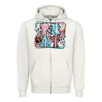 Oatmeal Heather Pray leopard frame Zipper Hoodie - LillyAllenDesigns