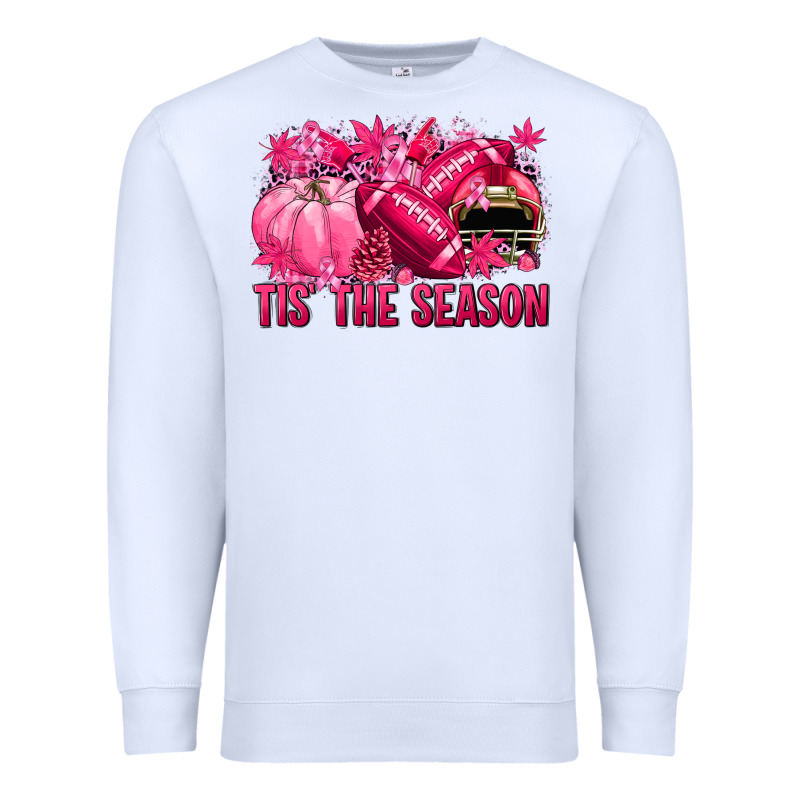 Tis' The Season Football Breast Cancer Premium Sweatshirt by NancyCooperArtShop | Teevron