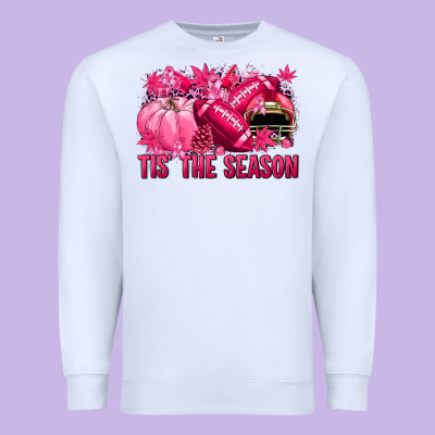 Tis' The Season Football Breast Cancer Premium Sweatshirt Designed By Nancycooperartshop