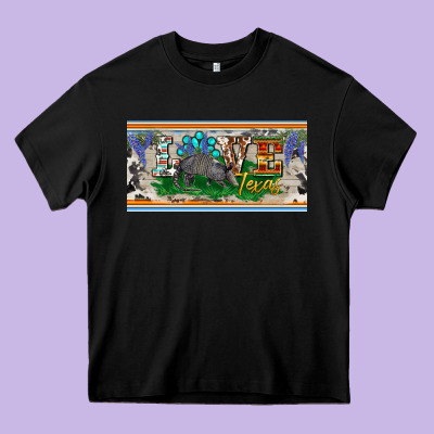 Love Texas Armadillo License Plate Heavy Core Tee Designed By Barkaloodesign