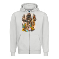Dove Grey Western Rabbit with Crosses Zipper Hoodie - LillyAllenDesigns
