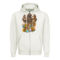 Oatmeal Heather Western Rabbit with Crosses Zipper Hoodie - LillyAllenDesigns
