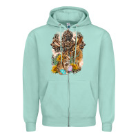 Seafoam Western Rabbit with Crosses Zipper Hoodie - LillyAllenDesigns