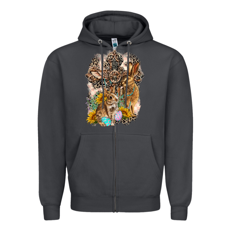 Western Rabbit With Crosses Zipper Hoodie by LillyAllenDesigns | Teevron