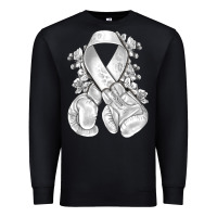 Black Lung Cancer white ribbon with boxing gloves Premium Sweatshirt - NancyCooperArtShop