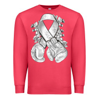 Cardinal Lung Cancer white ribbon with boxing gloves Premium Sweatshirt - NancyCooperArtShop