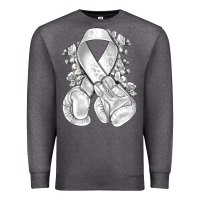 Charcoal Heather Lung Cancer white ribbon with boxing gloves Premium Sweatshirt - NancyCooperArtShop