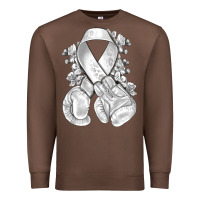 Lung Cancer White Ribbon With Boxing Gloves Premium Sweatshirt | Teevron