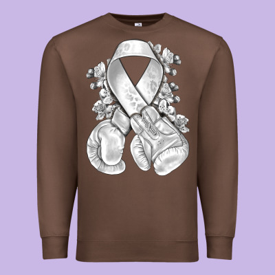 Lung Cancer White Ribbon With Boxing Gloves Premium Sweatshirt Designed By Nancycooperartshop