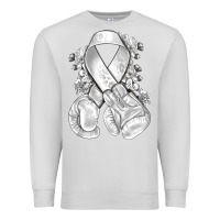 Dove Grey Lung Cancer white ribbon with boxing gloves Premium Sweatshirt - NancyCooperArtShop