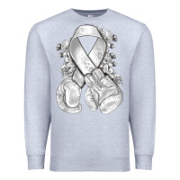 Heather Grey Lung Cancer white ribbon with boxing gloves Premium Sweatshirt - NancyCooperArtShop