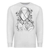 Oatmeal Heather Lung Cancer white ribbon with boxing gloves Premium Sweatshirt - NancyCooperArtShop