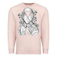 Pale Pink Lung Cancer white ribbon with boxing gloves Premium Sweatshirt - NancyCooperArtShop