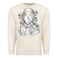 Sandshell Lung Cancer white ribbon with boxing gloves Premium Sweatshirt - NancyCooperArtShop