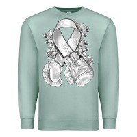 Seafoam Lung Cancer white ribbon with boxing gloves Premium Sweatshirt - NancyCooperArtShop