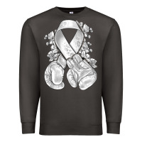 Smoke Lung Cancer white ribbon with boxing gloves Premium Sweatshirt - NancyCooperArtShop
