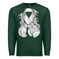Sports Green Lung Cancer white ribbon with boxing gloves Premium Sweatshirt - NancyCooperArtShop