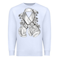 White Lung Cancer white ribbon with boxing gloves Premium Sweatshirt - NancyCooperArtShop
