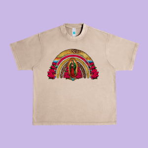 Lady Of Guadalupe Rainbow Urban Heavy Tee Designed By Jasminsmagicworld