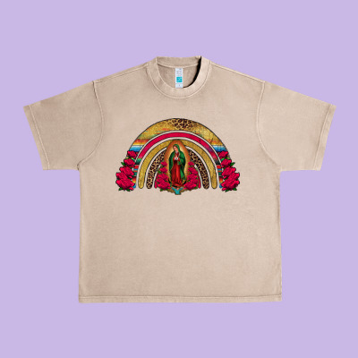 Lady Of Guadalupe Rainbow Urban Heavy Tee Designed By Jasminsmagicworld