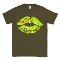 Army Green softball lips Classic Tee - AdoDesignShop