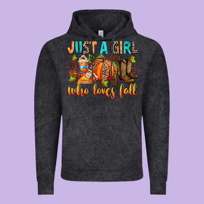 Just A Girl Who Loves Fall Vintage Hoodie Designed By Ranaportraitstore