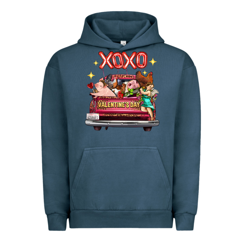 Valentine's Day Truck Farm Animals Cupid Xoxo Urban Hoodie by FaDigitalArtStudio | Teevron