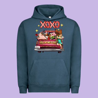 Valentine's Day Truck Farm Animals Cupid Xoxo Urban Hoodie Designed By Fadigitalartstudio