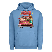 Pigment Pebble Blue Valentine's Day Truck Farm Animals Cupid XOXO Urban Hoodie - FaDigitalArtStudio