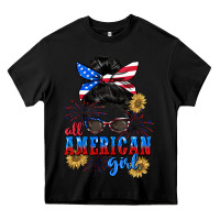 Black All American girl 4th of July Heavy Core Tee - CowGirlArtShop
