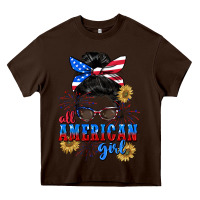 Chocolate Brown All American girl 4th of July Heavy Core Tee - CowGirlArtShop