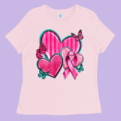 Breast Cancer Hearts Ladies Tee Designed By Texasbilliewilder