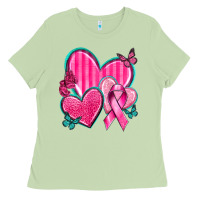 Matcha Breast Cancer Hearts Ladies Tee - texasbilliewilder