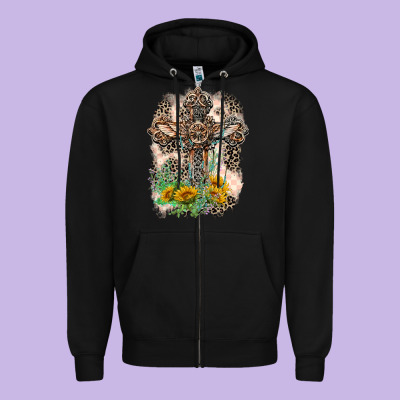 Western With Crosses Zipper Hoodie Designed By Lillyallendesigns