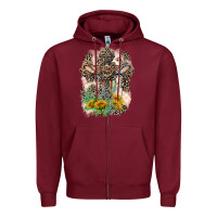 Burgundy Western with Crosses Zipper Hoodie - LillyAllenDesigns
