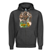 Charcoal Heather Western with Crosses Zipper Hoodie - LillyAllenDesigns
