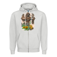 Dove Grey Western with Crosses Zipper Hoodie - LillyAllenDesigns