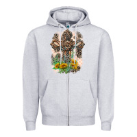 Heather Grey Western with Crosses Zipper Hoodie - LillyAllenDesigns