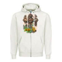 Oatmeal Heather Western with Crosses Zipper Hoodie - LillyAllenDesigns